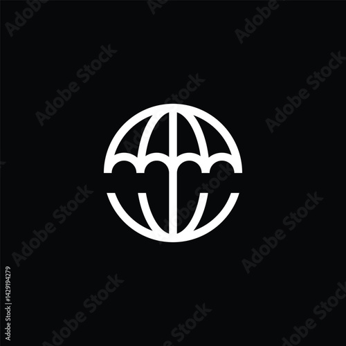 umbrella and earth logo vector