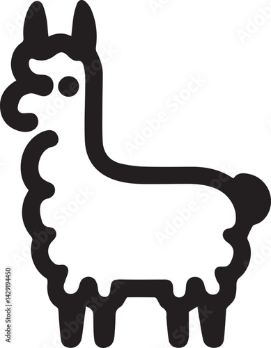 Alpaca silhouette style vector minimal vector art illustration on a white background

