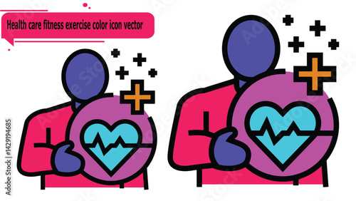 Health care fitness exercise color icon vector