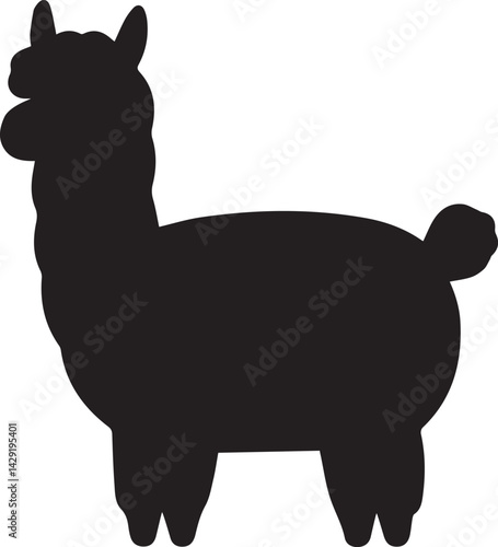 Alpaca silhouette style vector minimal vector art illustration on a white background
