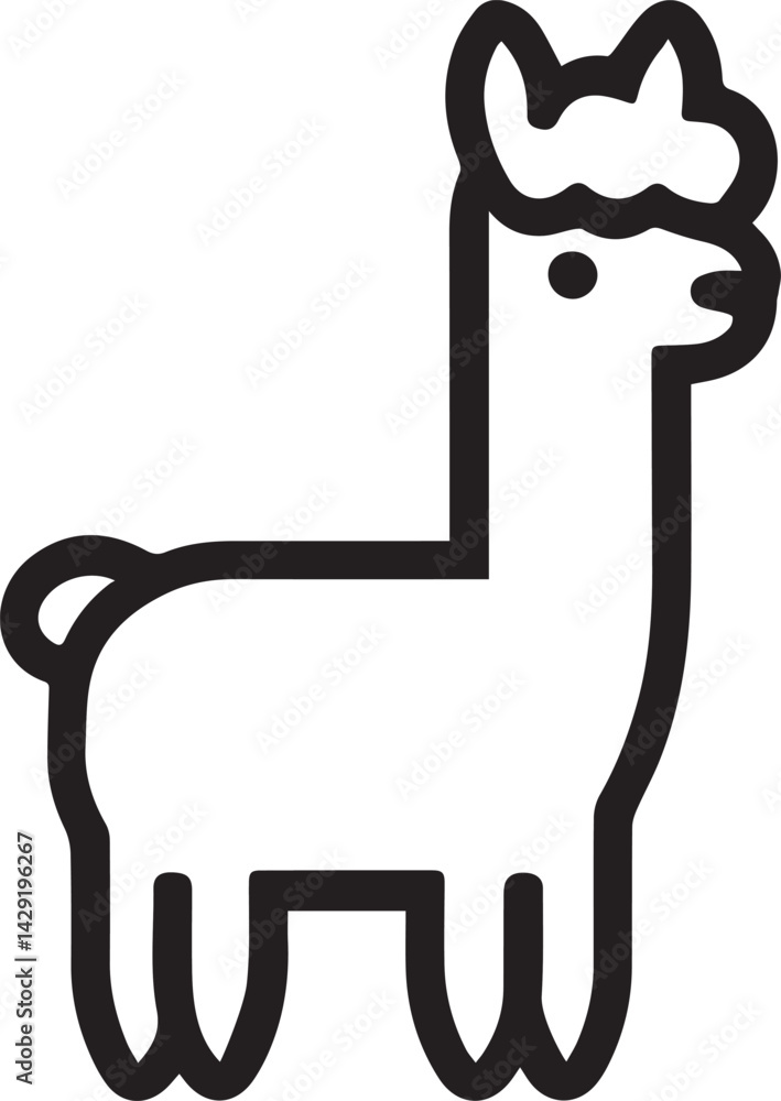 Obraz premium Alpaca silhouette style vector minimal vector art illustration on a white background 