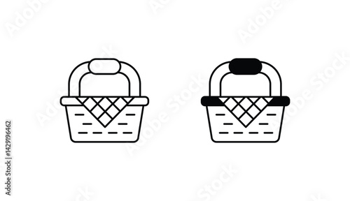 Picnic Basket icon design with white background stock illustration