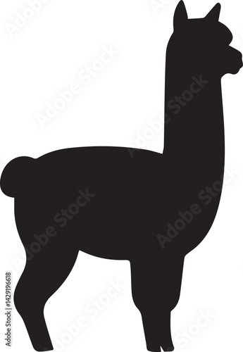 Alpaca silhouette style vector minimal vector art illustration on a white background
