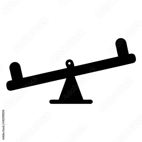 Black silhouette of a seesaw on a transparent . emphasizing simplicity and classic playground equipment