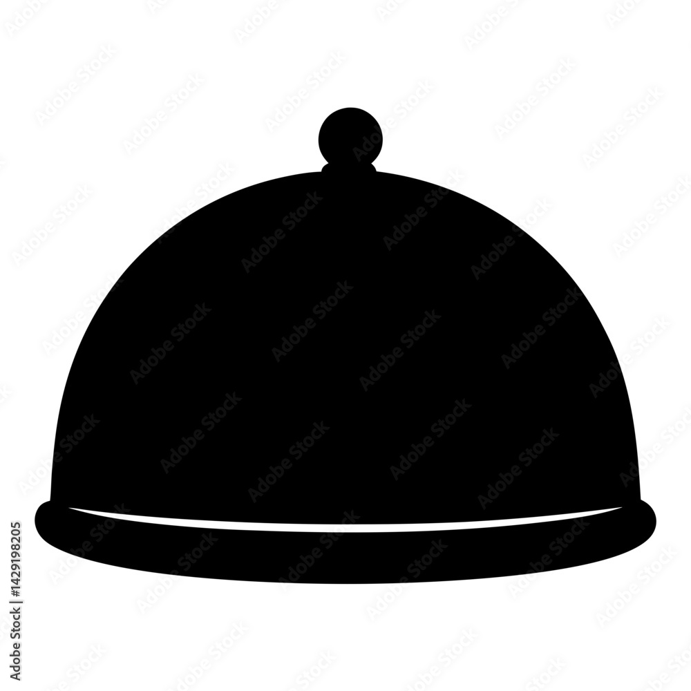 Simple black silhouette of a food dome, transparent . showcasing elegant food presentation and service Simple black silhouette of a food dome, transparent . showcasing elegant food presentation and service