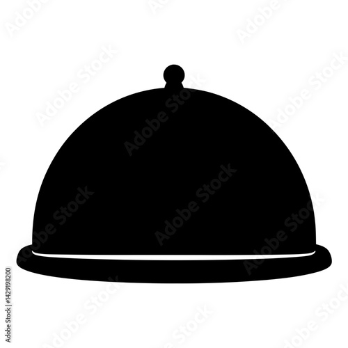 Elegant Black Silhouette of a Covered Platter, transparent . Ready to Serve a Delicious Meal