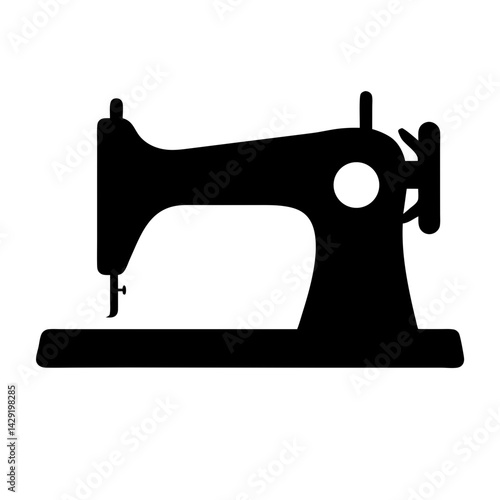 Classic sewing machine silhouette, transparent . a timeless symbol of tailoring and crafting, vector image
