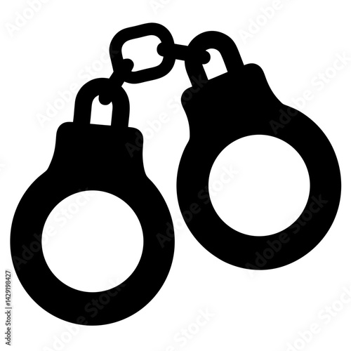 Black handcuffs representing crime, transparent . law enforcement, justice, and security measures
