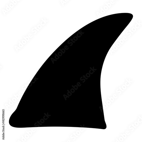 A sleek black shark fin silhouette against transparent . a crisp evokes mystery and power