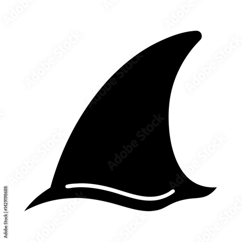 Black and shark fin illustration suitable for logos, transparent . icons, or nautical designs