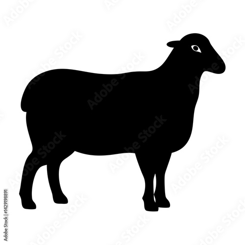 Silhouette of a Sheep Standing on a , transparent . a simple and clean animal art