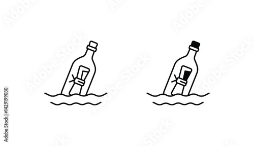 Bottle Message icon design with white background stock illustration