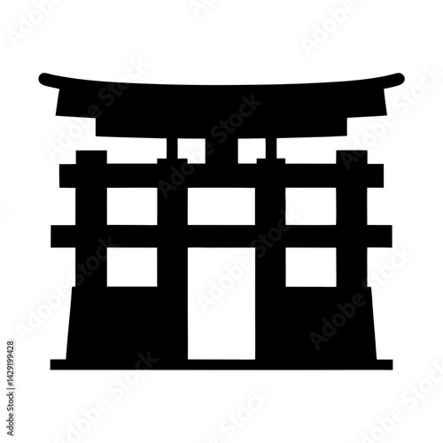 A silhouette of a Japanese Torii gate, transparent . a traditional symbol often found at shrines