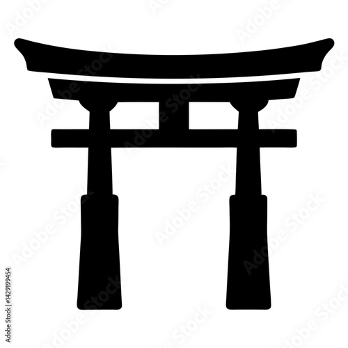 Black and Silhouette of a Torii Gate, transparent . Symbol of Japanese Shinto Shrines