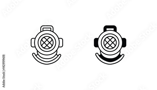 Diving Helmet icon design with white background stock illustration