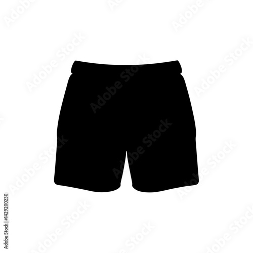 Black shorts silhouette on a white background suitable for athletic wear