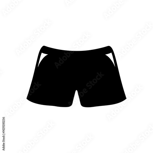 A silhouette of a pair of athletic shorts with white trim on white background