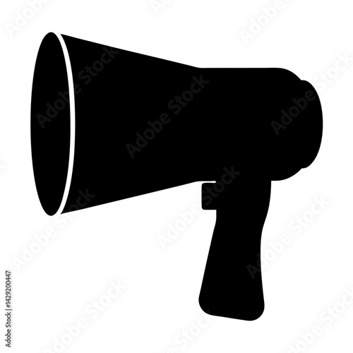 High Contrast Black Silhouette of a Megaphone against a White Background