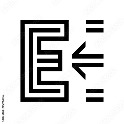 Black and white vector illustration of the letter E as an abstract icon or symbol – ideal for modern logos, branding, monograms, and graphic design projects. Clean and stylish design.