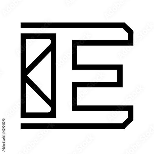 Black vector font letter E alphabet design icon