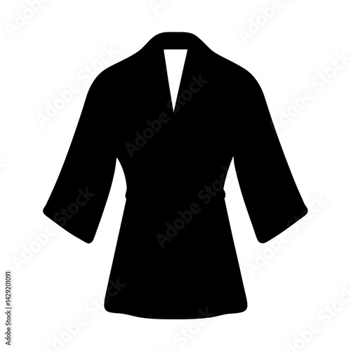 Black silhouette image of a karate gi or kimono outfit