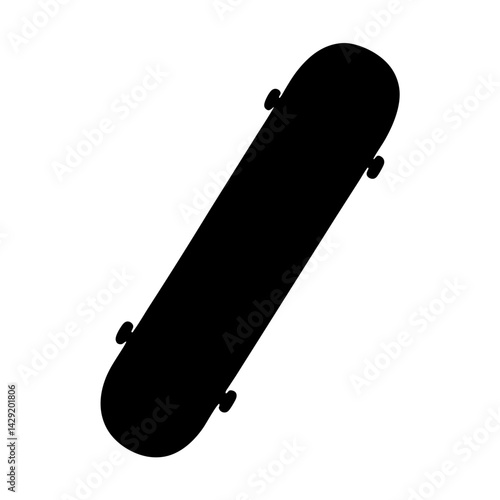 Isolated skateboard silhouette ready for a ride on a white background