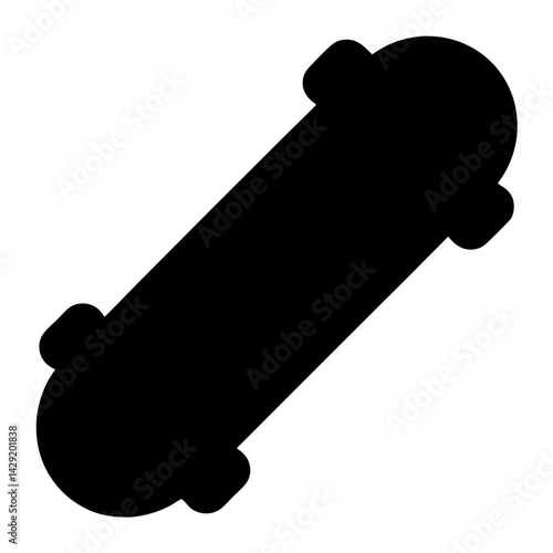 Silhouette of a skateboard on a white background, perfect for skate park