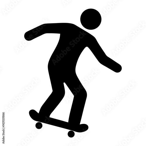 Silhouette of person skateboarding, a simple and clean representation of the activity