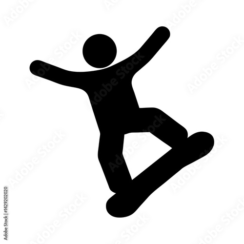 Black silhouette representing a person snowboarding and performing aerial tricks outdoors