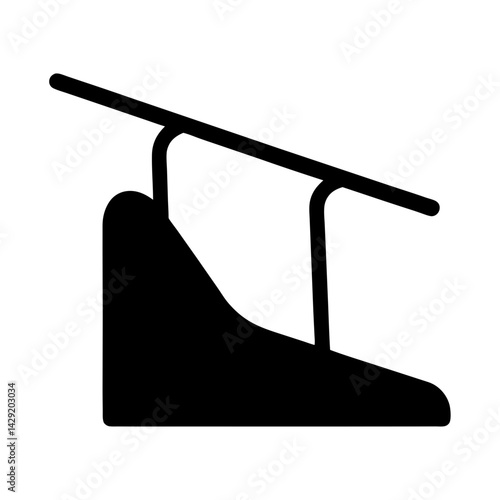 Abstract Symbol of a Chairlift or Ski Lift with Cable Above