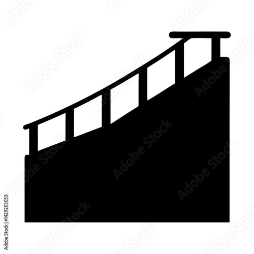 Simple black and white staircase or bleacher illustration icon drawing