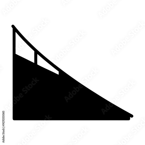 Minimalist illustration of an inclined plane or ramp with a railing