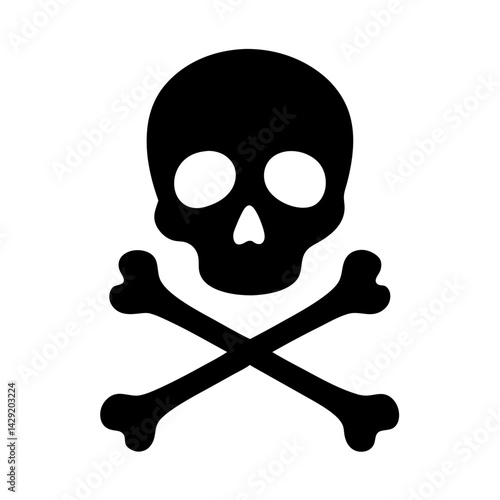 Skull and crossbones icon, the universal symbol of death and danger