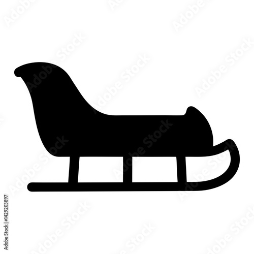 Silhouette of a traditional winter sleigh or sledge for Christmas or winter scenes