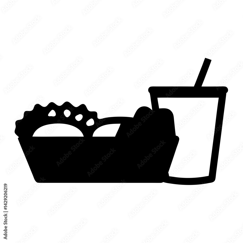 Obraz premium Iconic Black and White Image Depicting Fast Food Lunch Combination Meal