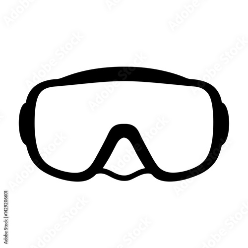 A minimalist silhouette of diving goggles used for underwater exploration, diving
