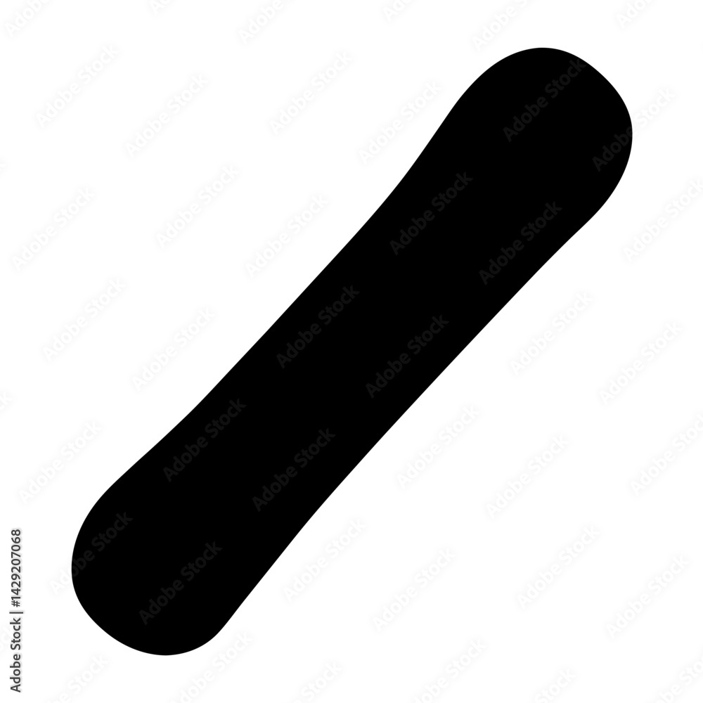 Simple elongated black snowboard silhouette on a white isolated background image Simple elongated black snowboard silhouette on a white isolated background image