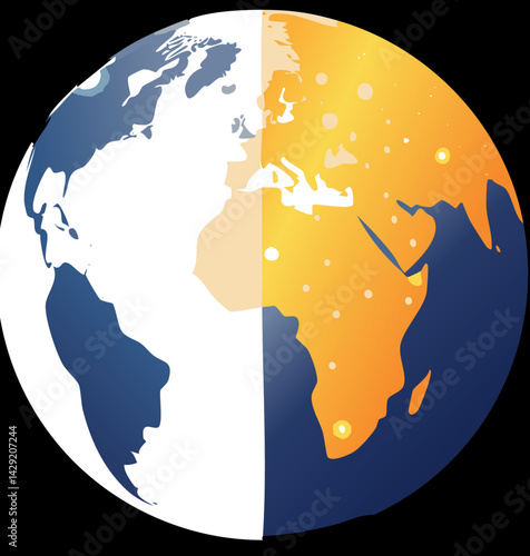 Cartoon Earth in Space – Flat Globe Icon with Stars and Continents Highlighted


