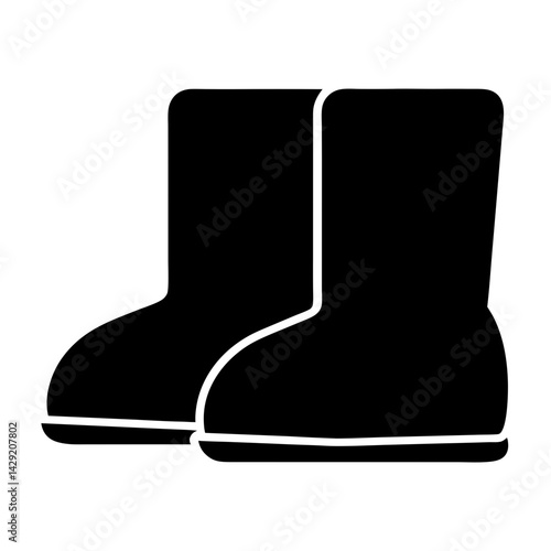 Two stylized black winter boots ready for snow or rain adventures