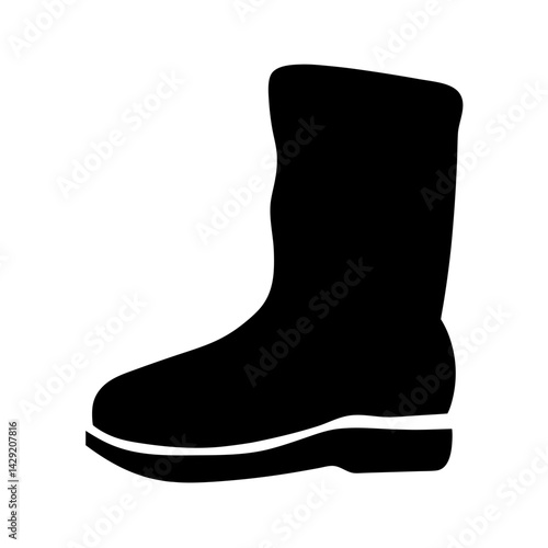 Black and white image of a wellington boot in graphic style
