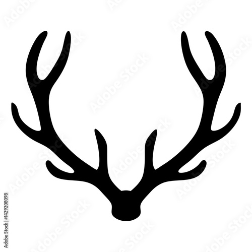 Silhouette of deer antlers on a white background, graphic illustration