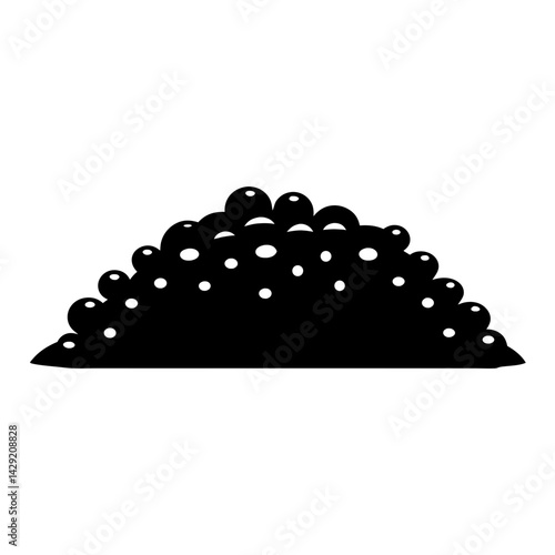 Monochromatic representation of caviar or similar round edible object mass