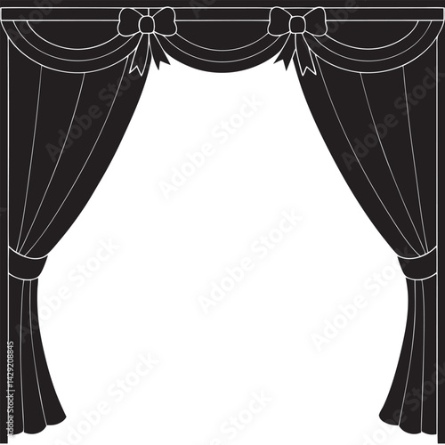 Theater Curtains Drape Silhouette Stage, vector