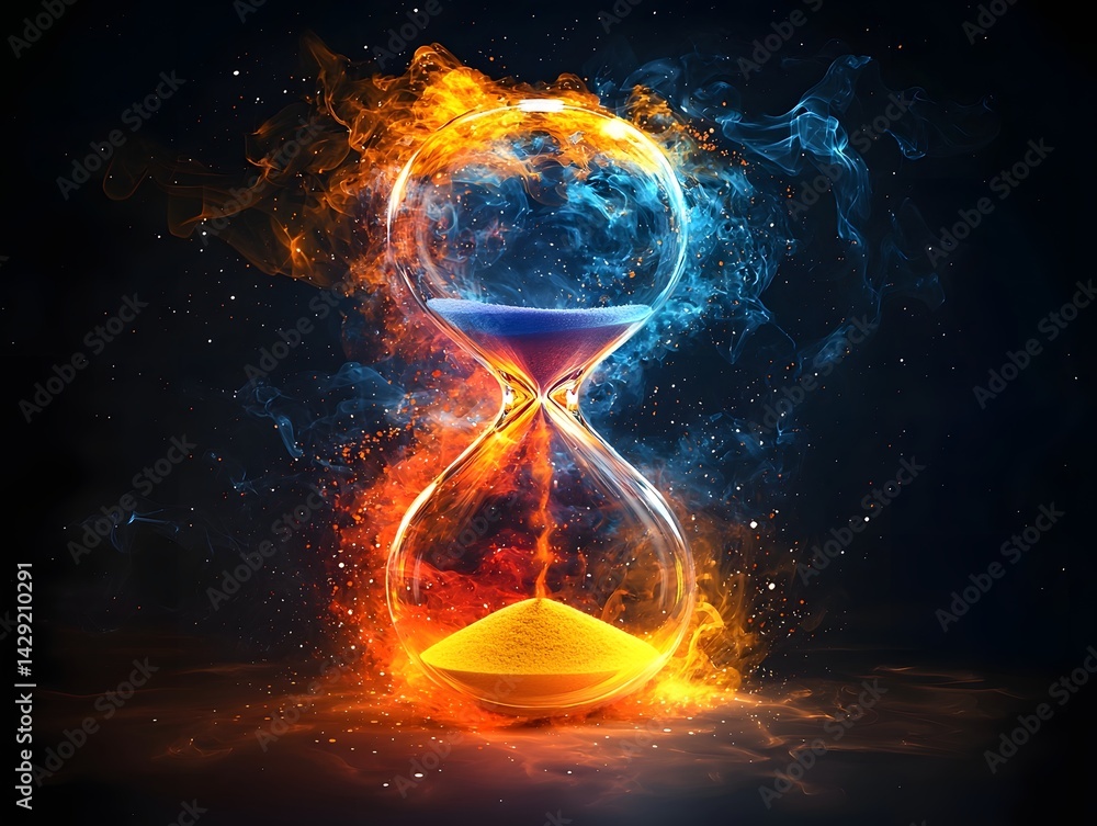 Cosmic Hourglass Time Frozen in Ethereal Smoke