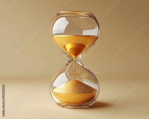Obraz na płótnie Flowing golden time in a minimalist hourglass w salonie