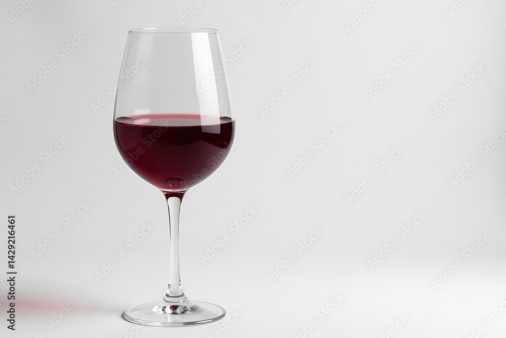 Rich red wine in elegant glass, pure white backdrop, wine bottle, alcohol Rich red wine in elegant glass, pure white backdrop, wine bottle, alcohol