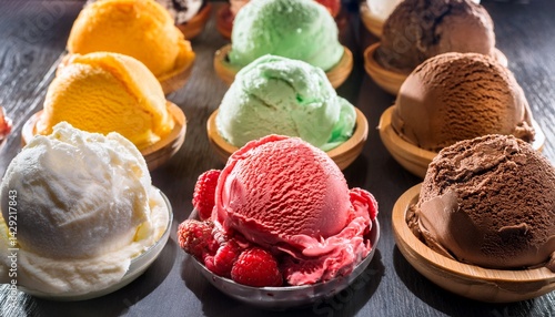 large assortment of artisanal italian ice cream