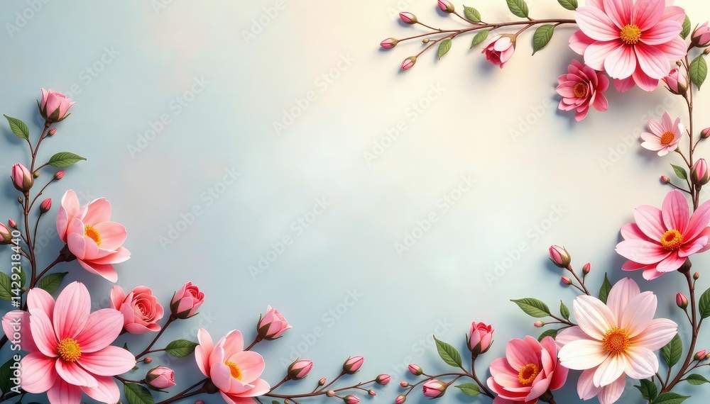 Naklejka premium Subtle pastel floral tapestry, delicate design, peaceful, textile