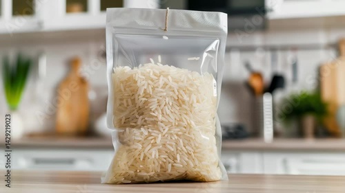 Fresh Rice Pack in Modern Kitchen