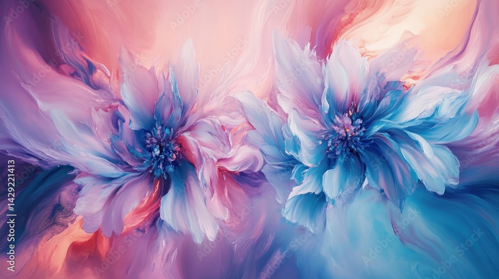 Fototapeta premium Abstract floral design in soft pastels.